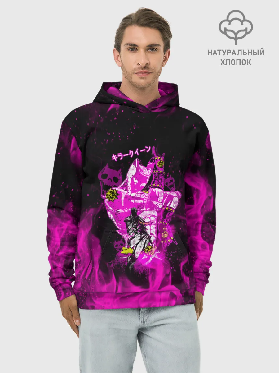 Худи мужской база хлопок / KILLER QUEEN розовое пламя