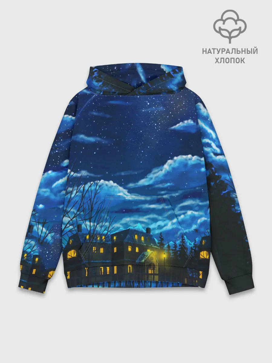 Худи мужской база хлопок / ЗИМНЯЯ НОЧЬ