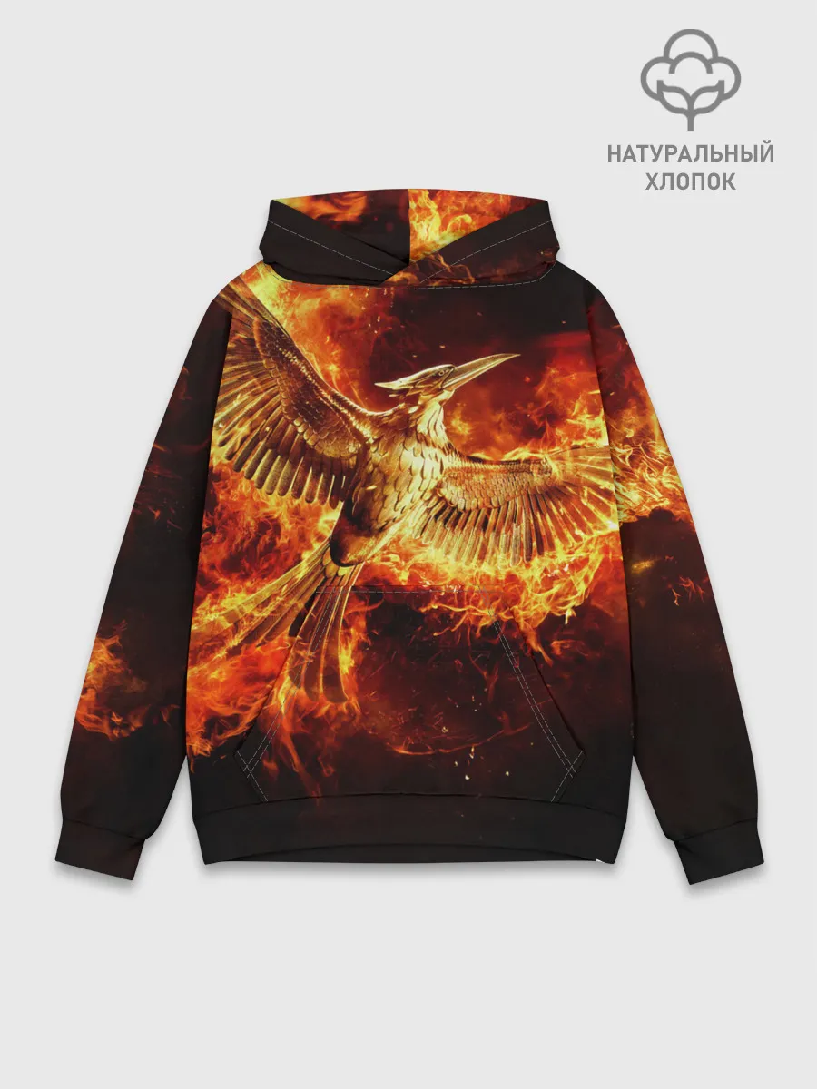 Худи мужской база хлопок / Феникс в огне