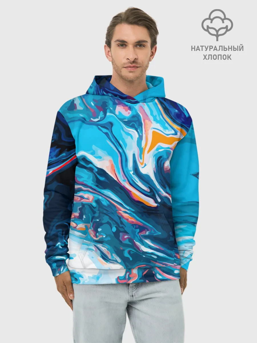 Худи мужской база хлопок / Волны красок
