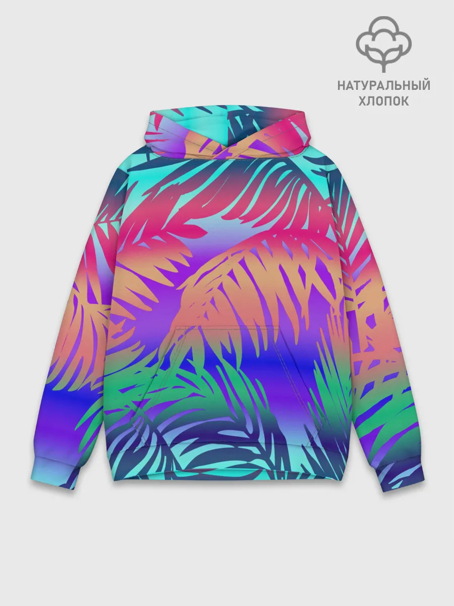 Худи мужской база хлопок / НЕОНОВЫЕ ПАЛЬМЫ