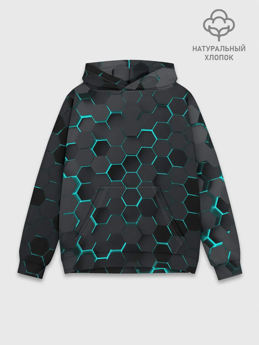 Худи мужской база хлопок / 3D соты BLUE