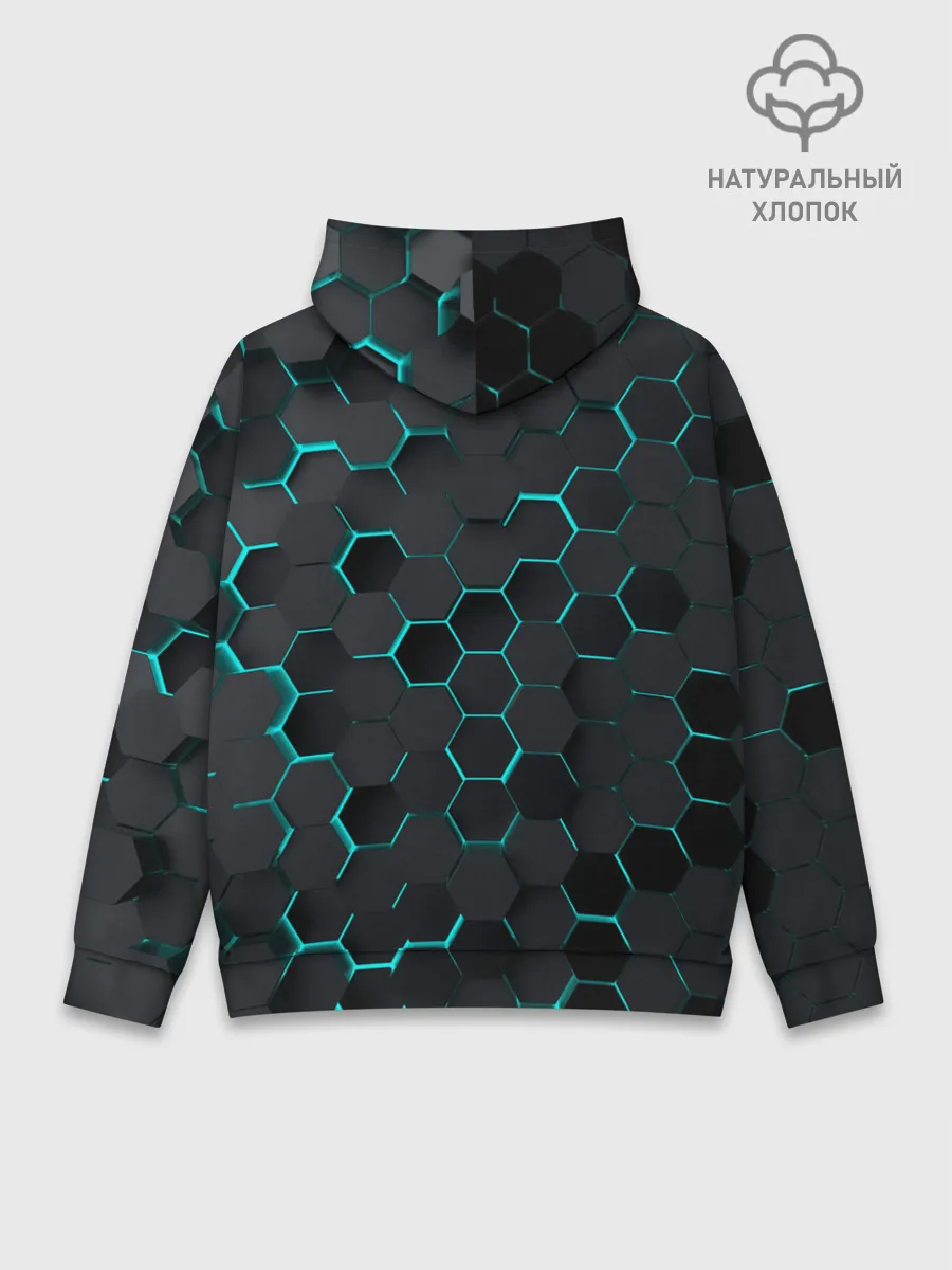 Худи мужской база хлопок / 3D соты BLUE