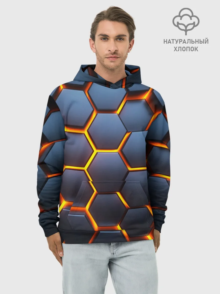 Худи мужской база хлопок / 3D БРОНЬ
