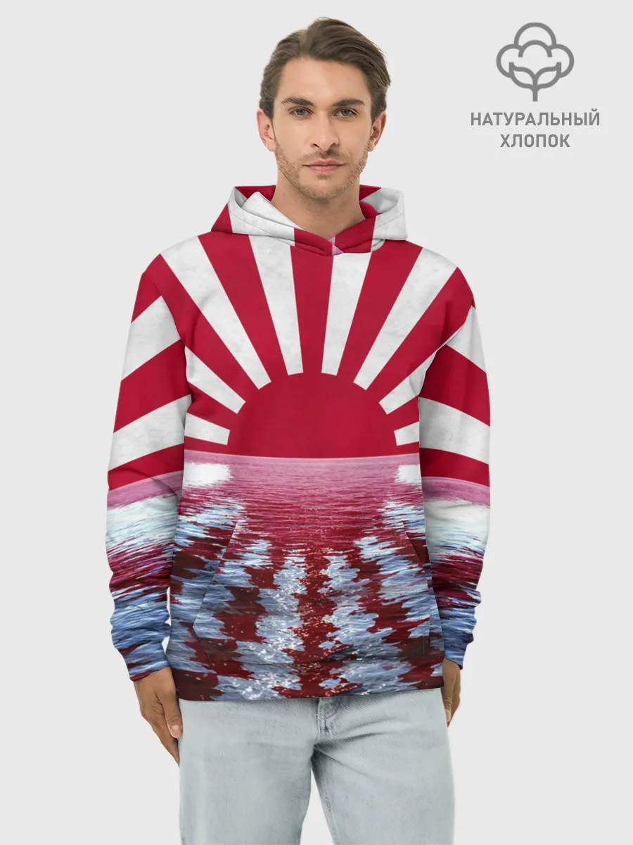 Худи мужской база хлопок / Флаг Восходящего Солнца