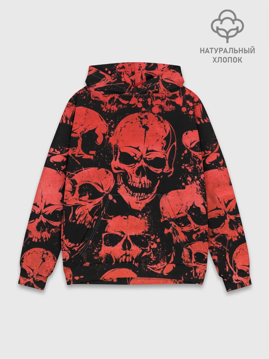Худи мужской база хлопок / Skulls pattern
