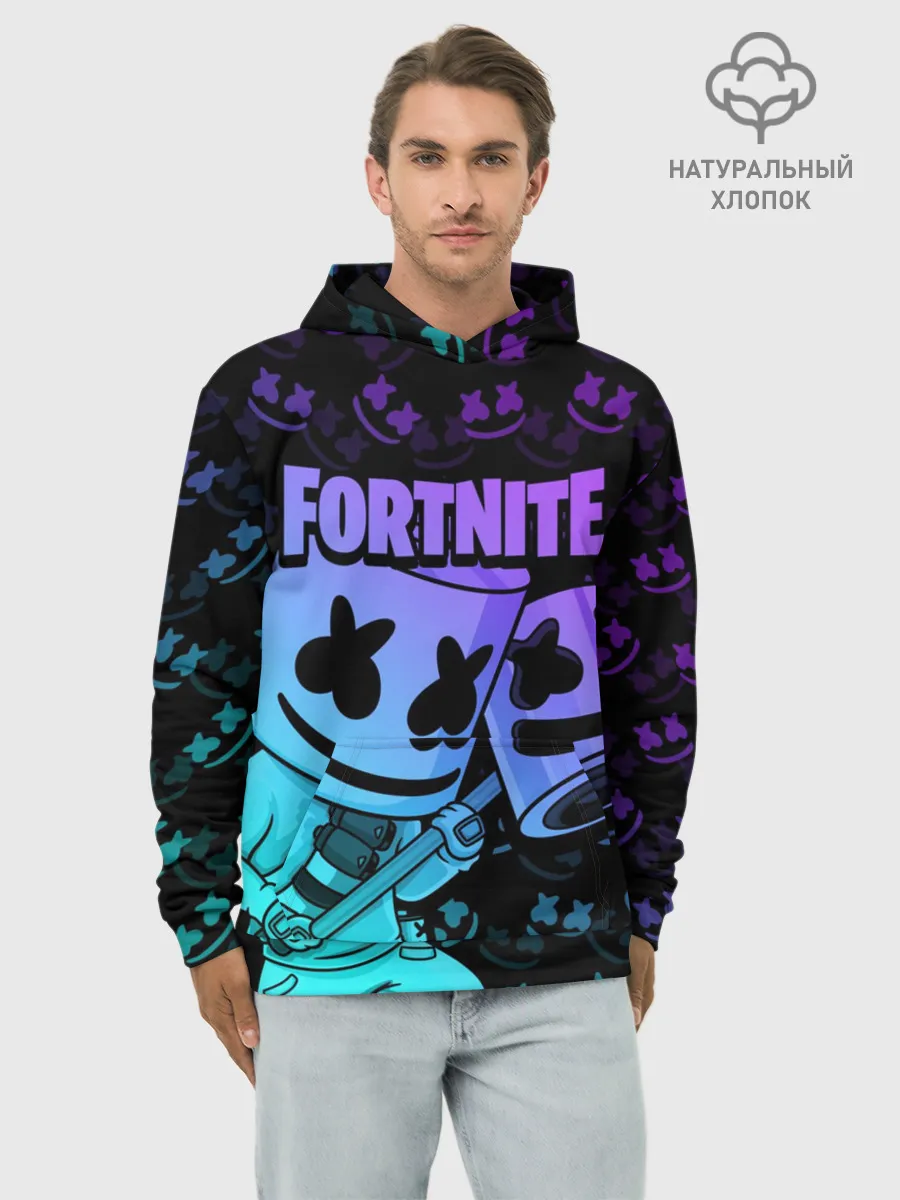 Худи мужской база хлопок / FORTNITE MARSHMELLO