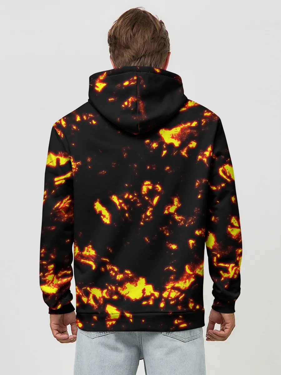 Худи мужской база хлопок / Kimetsu no Yaiba желтое пламя