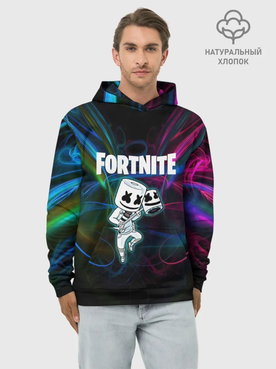 Худи мужской база хлопок / Fortnite x Marshmallow.