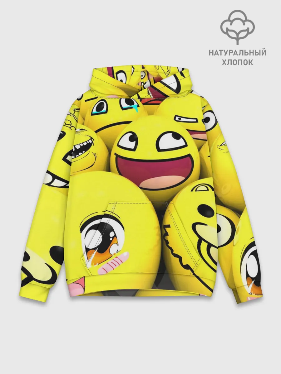 Худи мужской база хлопок / ЖЕЛТЫЕ СМАЙЛИКИ