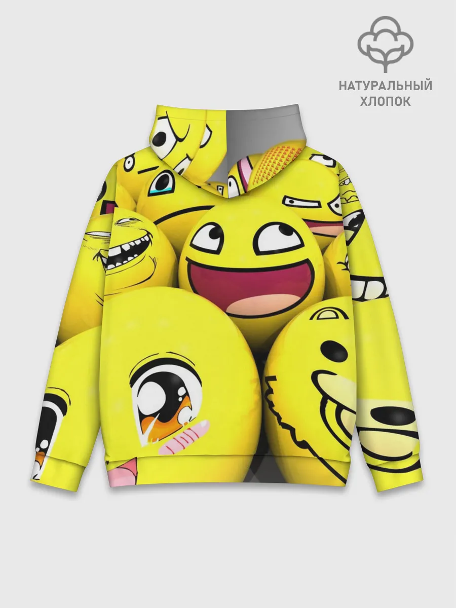 Худи мужской база хлопок / ЖЕЛТЫЕ СМАЙЛИКИ