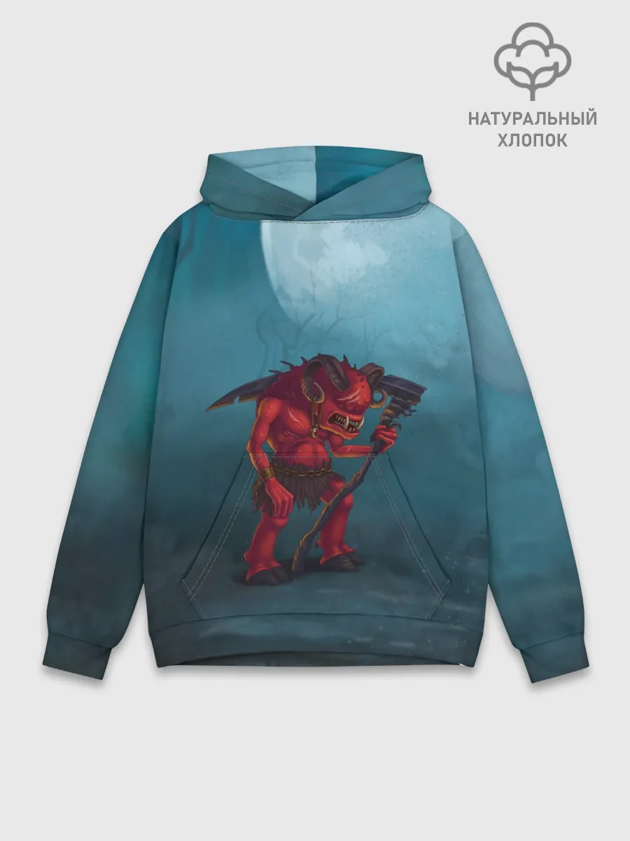 Худи мужской база хлопок / Сэр Троглодит - Демон, болото