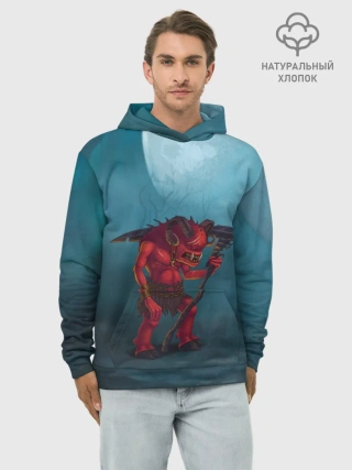 Худи мужской база хлопок / Сэр Троглодит - Демон, болото