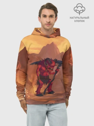 Худи мужской база хлопок / Сэр Троглодит - Демон, текст