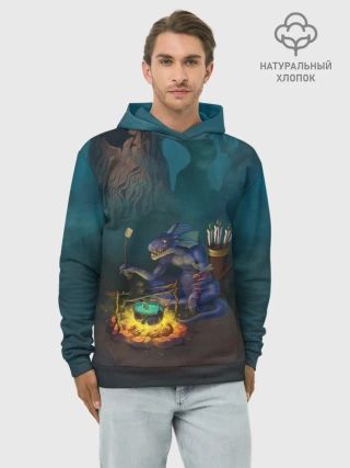 Худи мужской база хлопок / Сэр Троглодит - Ящер