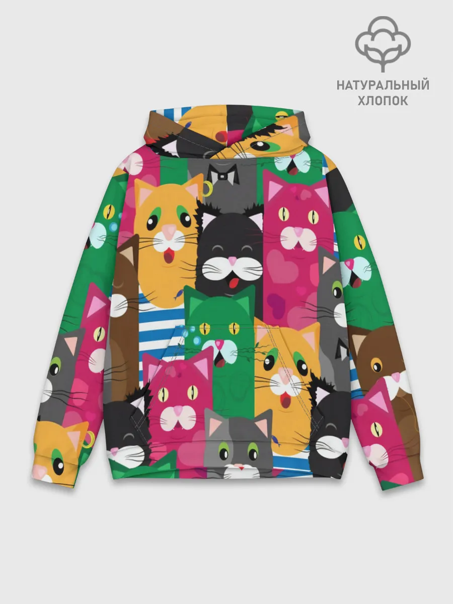 Худи мужской база хлопок / Голодные котики.