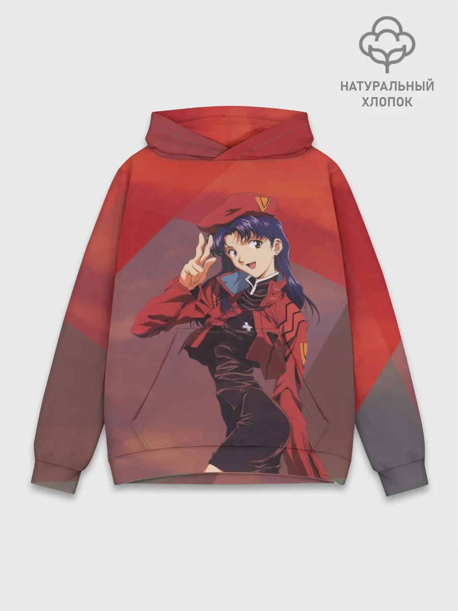 Худи мужской база хлопок / Misato Katsuragi на красном