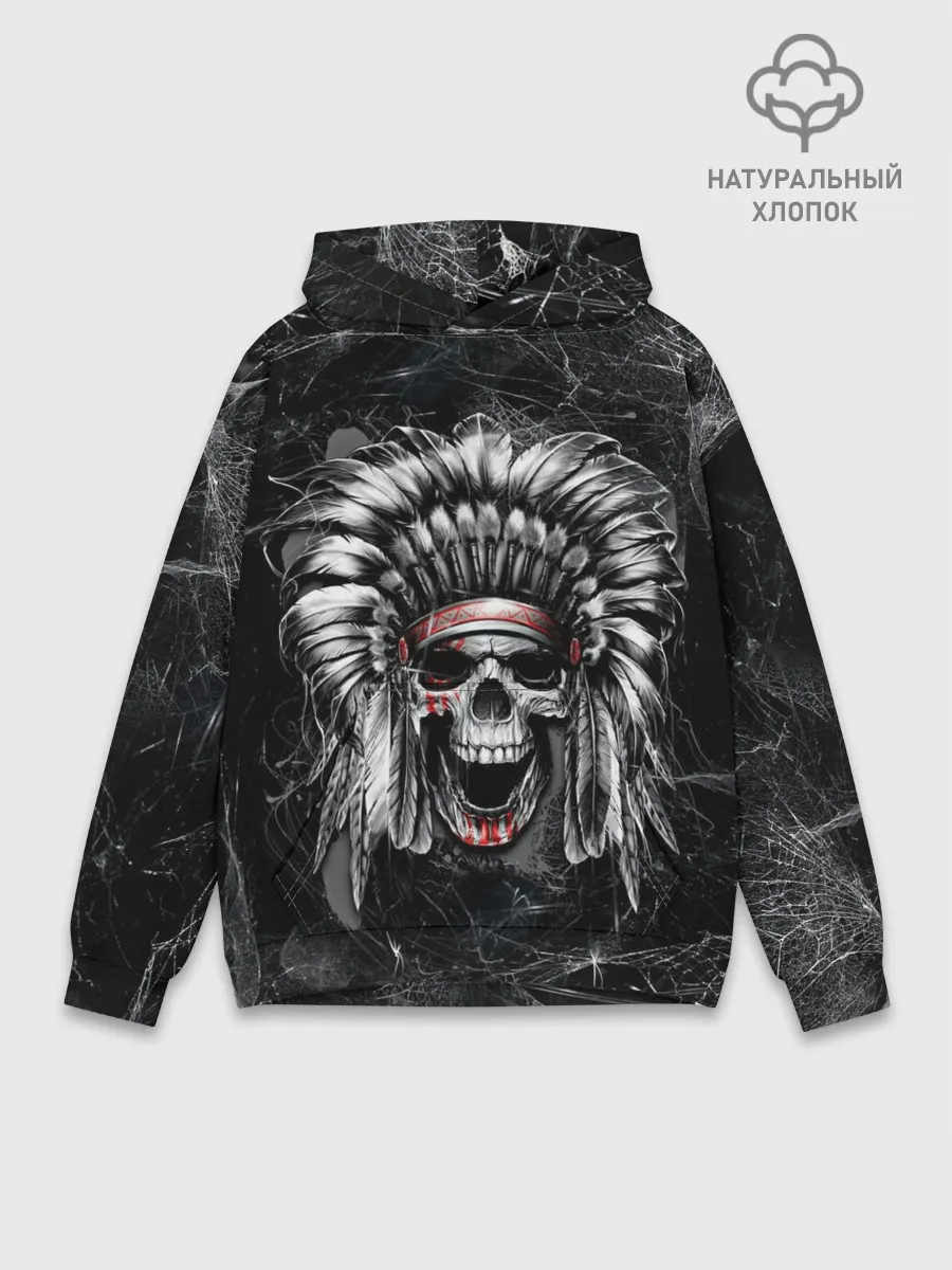 Худи мужской база хлопок / Индеец череп