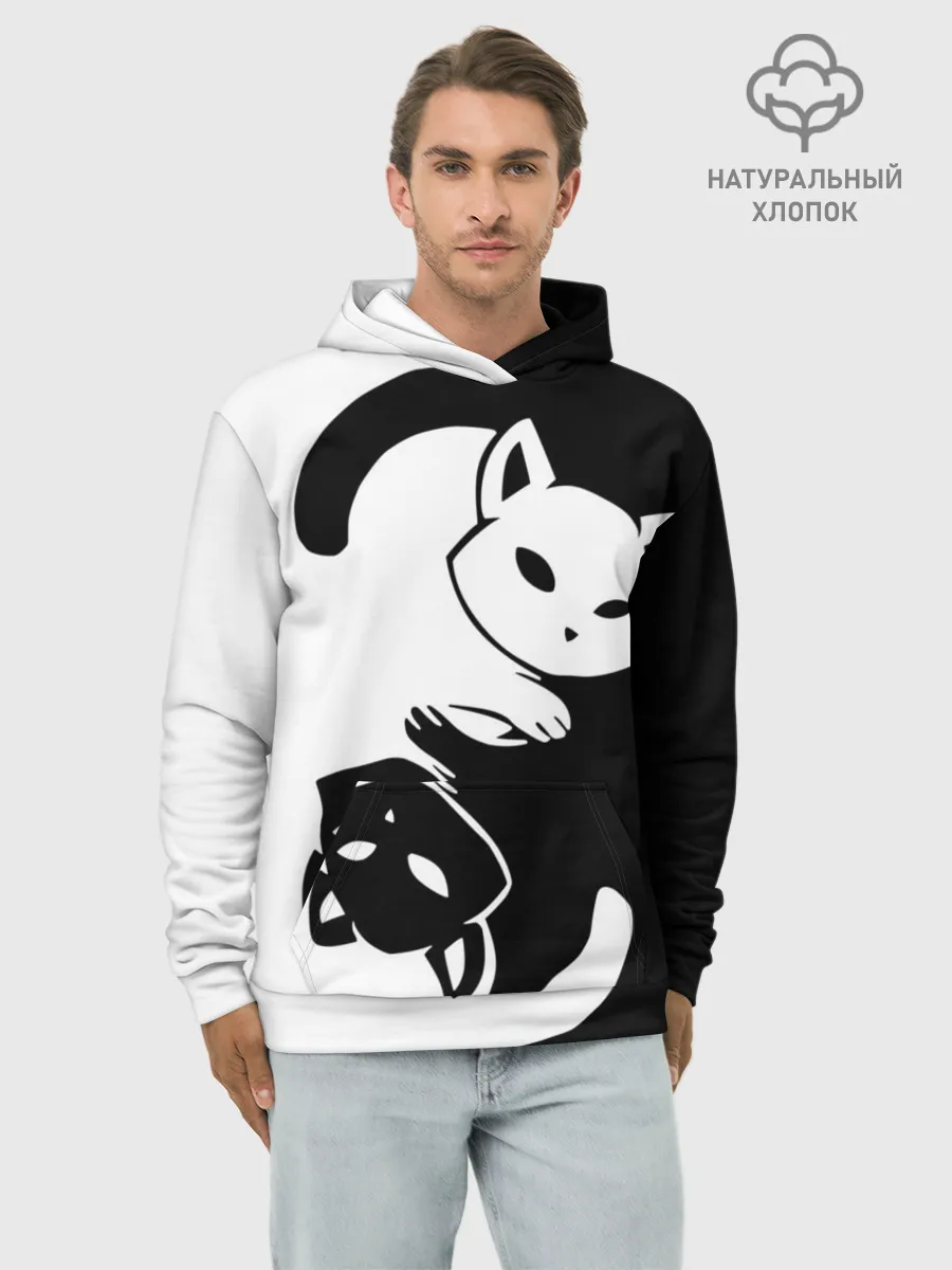 Худи мужской база хлопок / ДВА КОТА КУВЫРКАЮТСЯ.