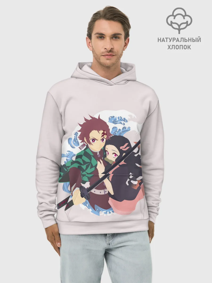 Худи мужской база хлопок / Tanjirou & Nezuko
