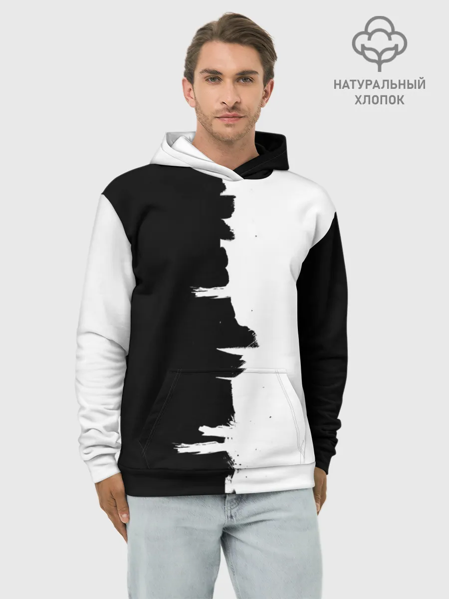 Худи мужской база хлопок / Черным по белому