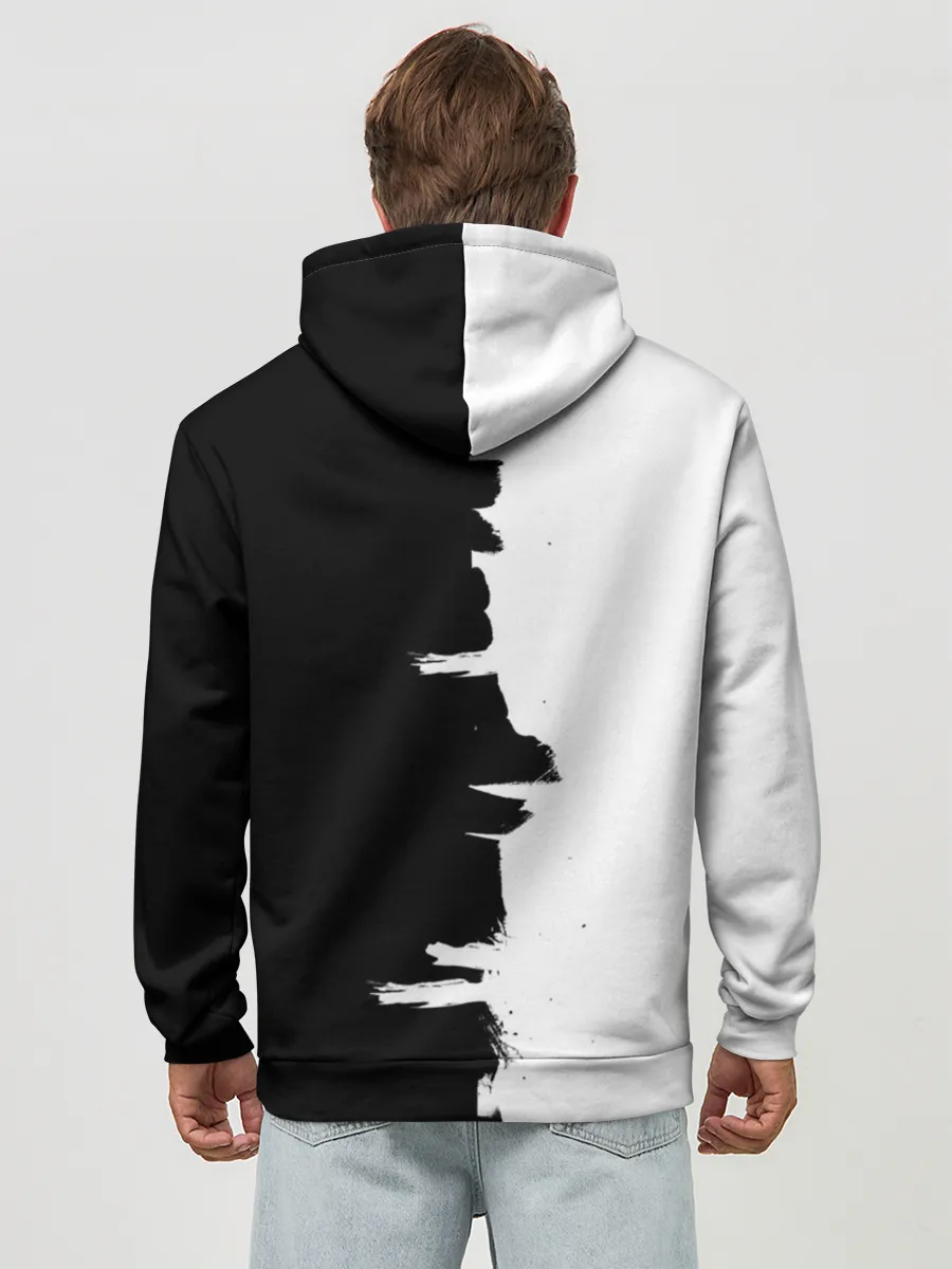 Худи мужской база хлопок / Черным по белому