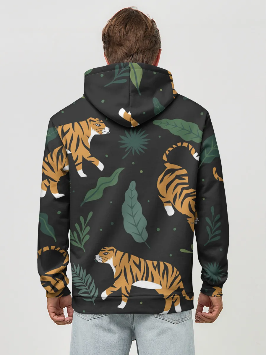 Худи мужской база хлопок / Тропический тигр