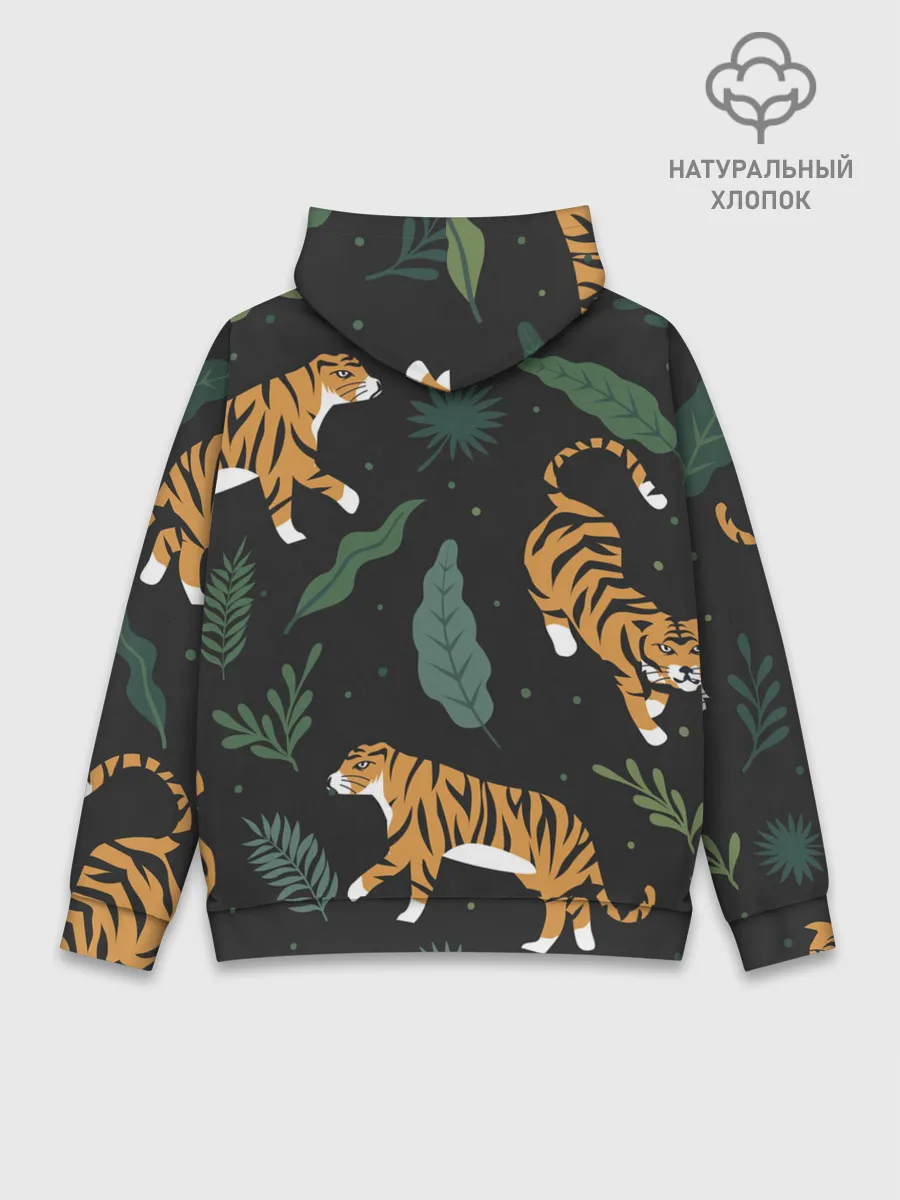 Худи мужской база хлопок / Тропический тигр