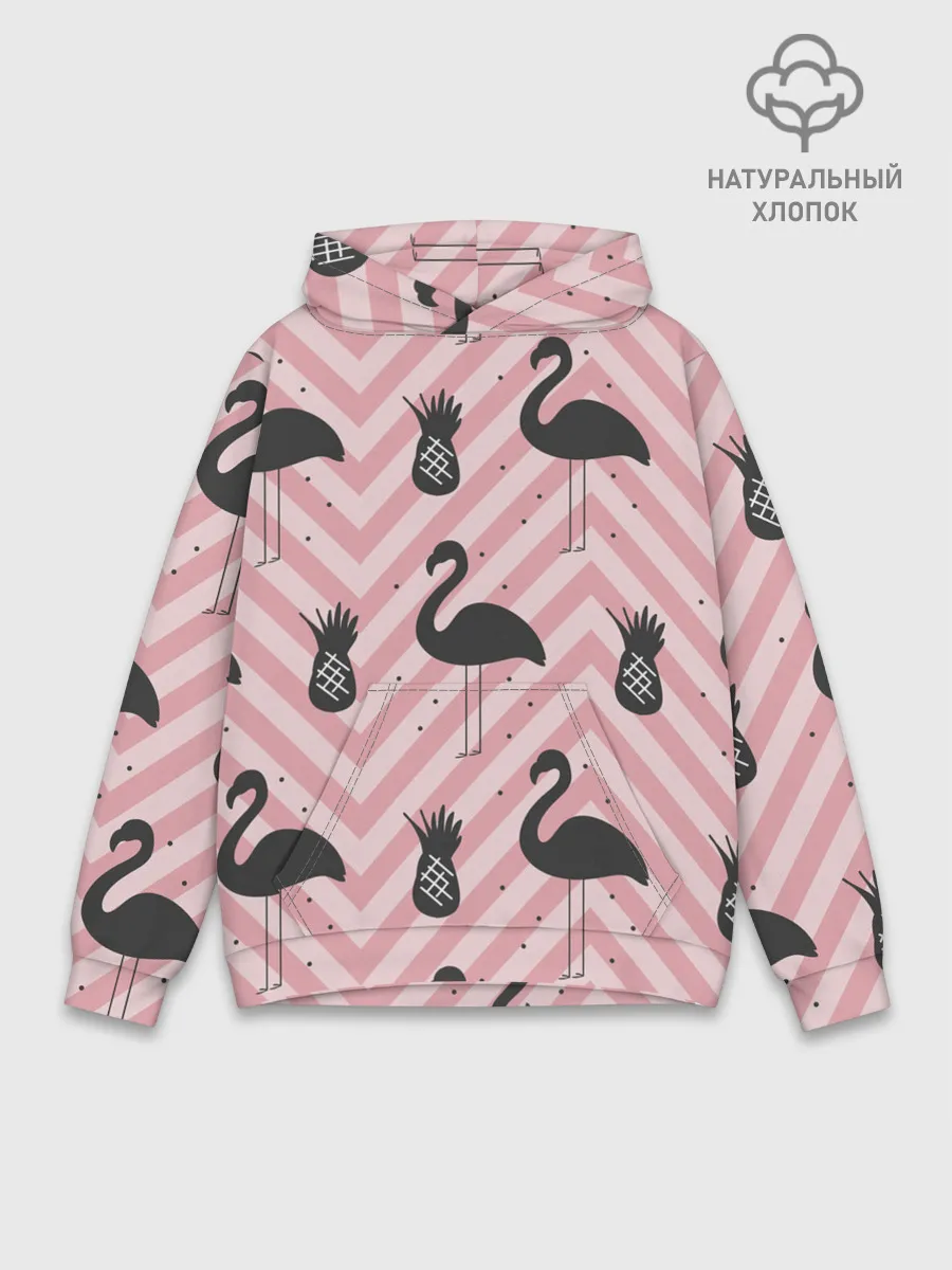Худи мужской база хлопок / Черный фламинго
