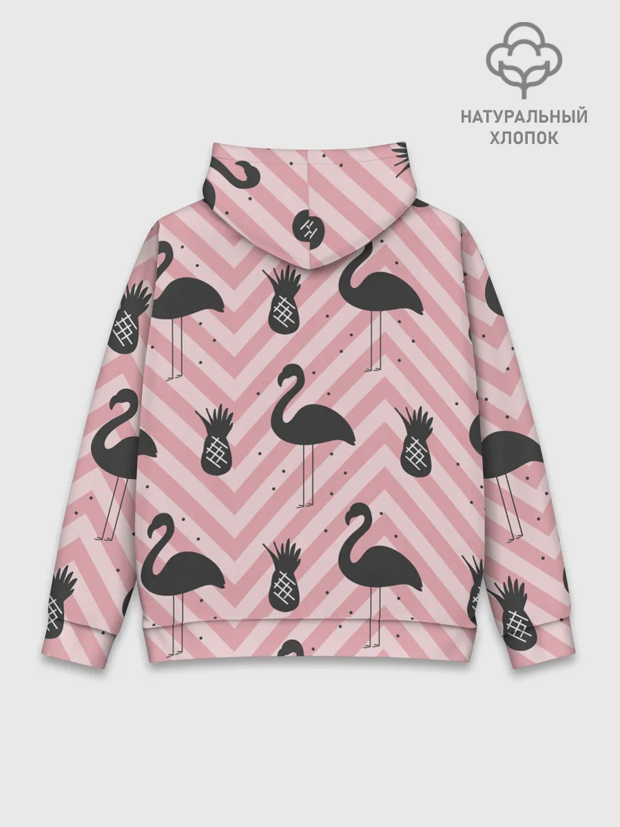 Худи мужской база хлопок / Черный фламинго