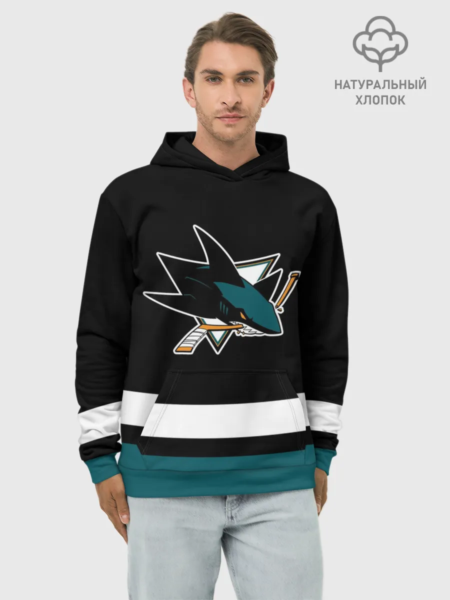 Худи мужской база хлопок / Сан-Хосе Шаркс