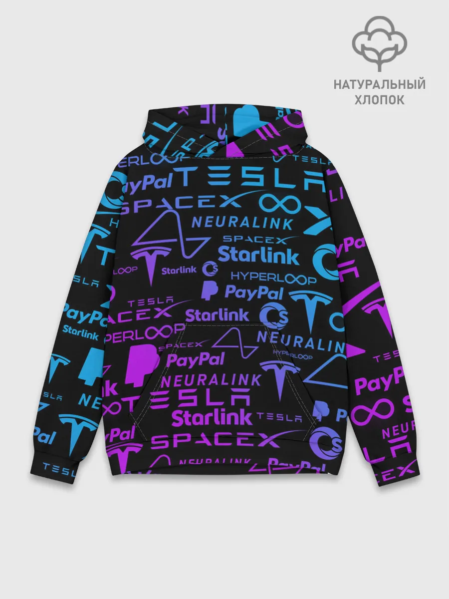 Худи мужской база хлопок / ЛОГОТИПЫ ПРОЕКТОВ ИЛОНА МАСКА.