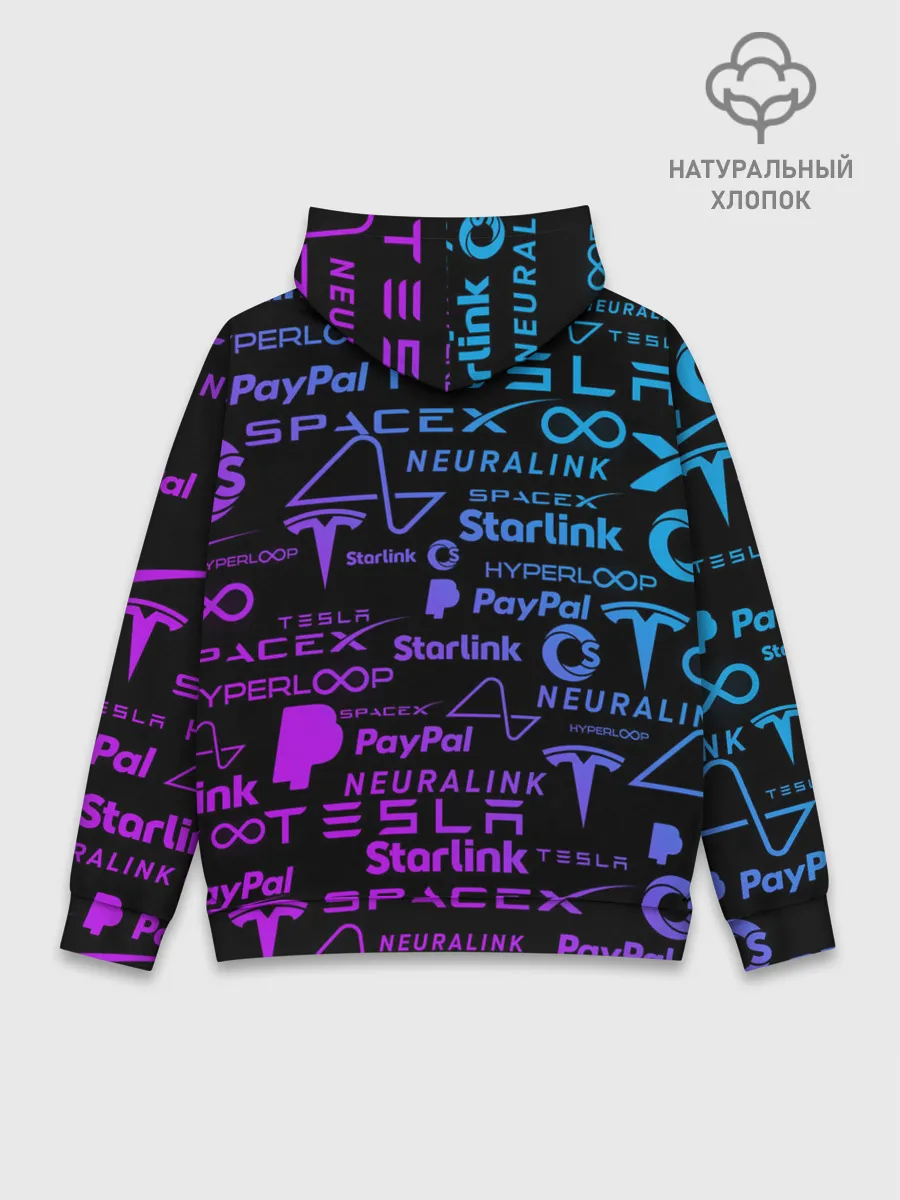 Худи мужской база хлопок / ЛОГОТИПЫ ПРОЕКТОВ ИЛОНА МАСКА.