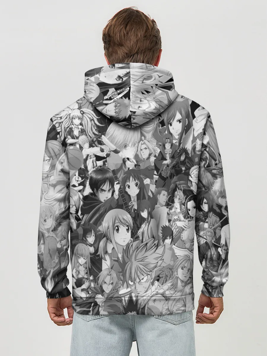 Худи мужской база хлопок / МНОГО ЧЕРНО-БЕЛЫХ АНИМЕ ДЕВОЧЕК