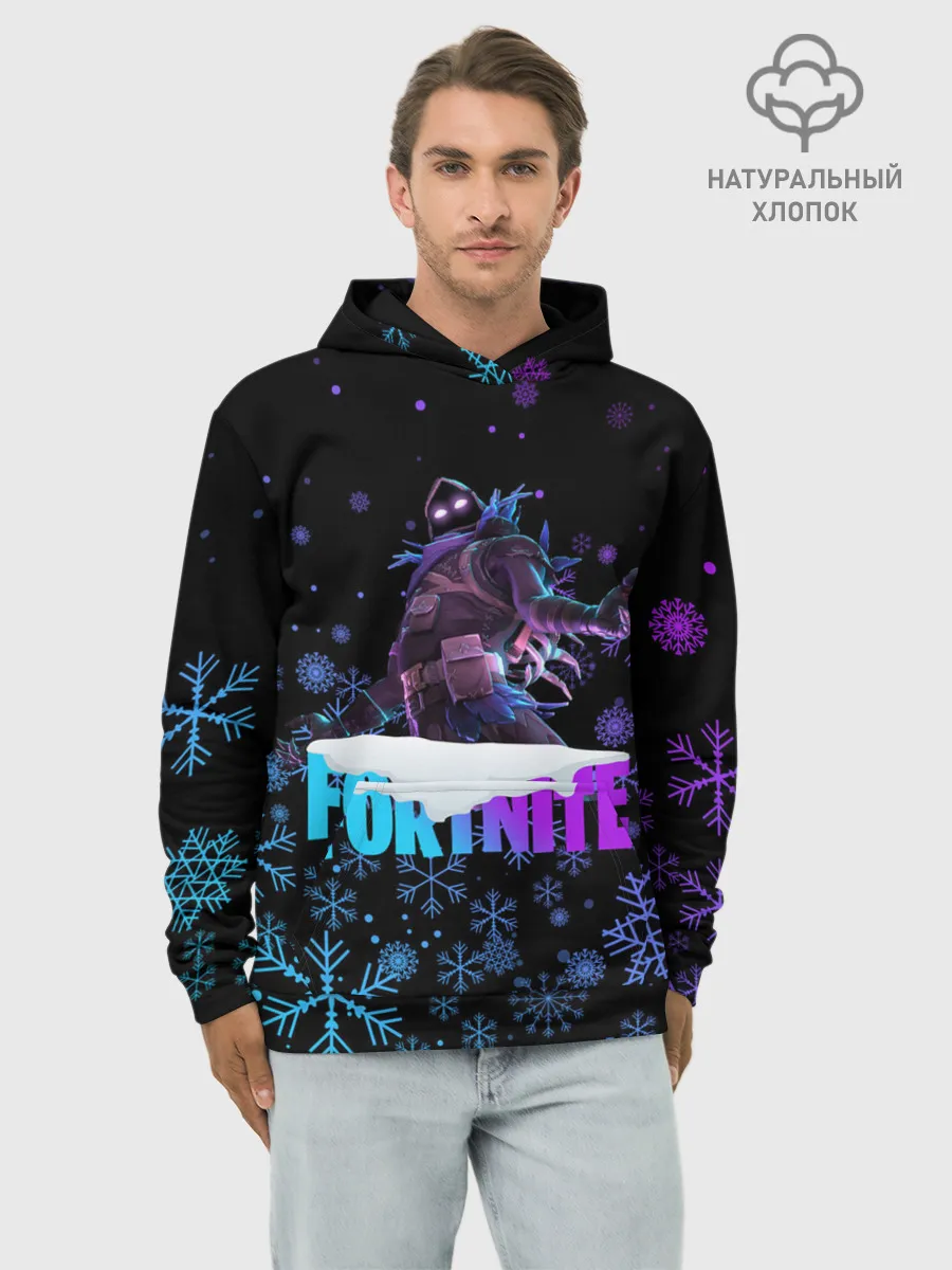 Худи мужской база хлопок / FORTNITE НОВОГОДНИЙ.