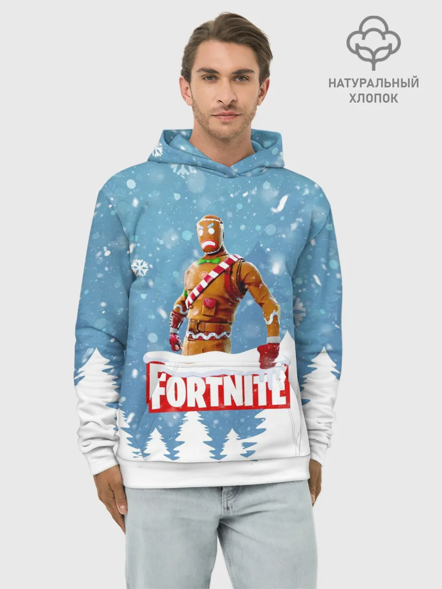 Худи мужской база хлопок / Новогодний Fortnite