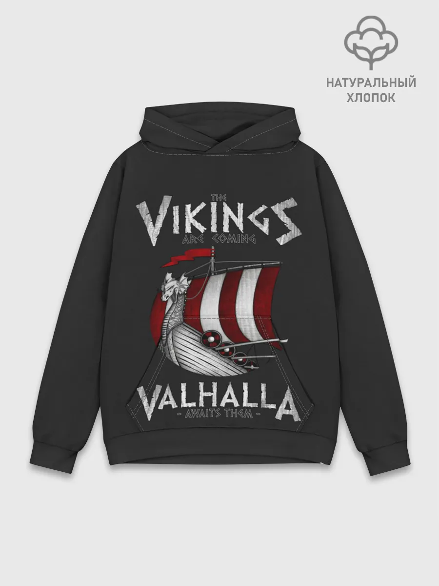 Худи мужской база хлопок / Vikings Valhalla