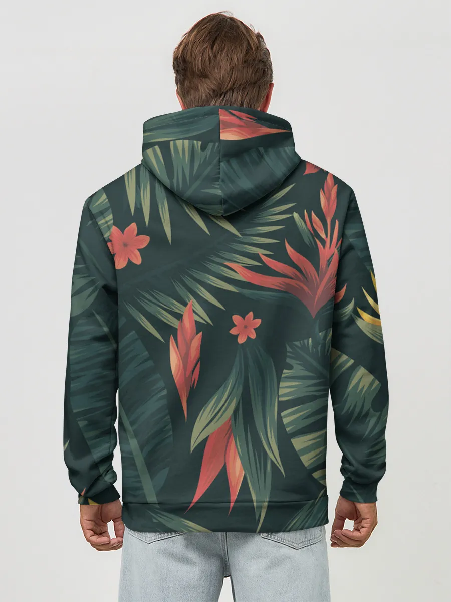 Худи мужской база хлопок / Тропический комуфляж