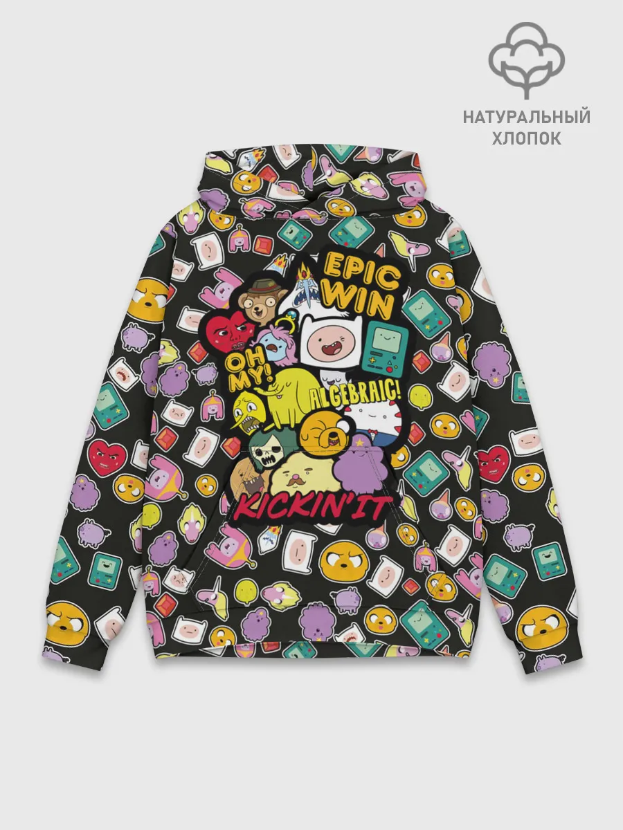 Худи мужской база хлопок / Adventure Time stickers