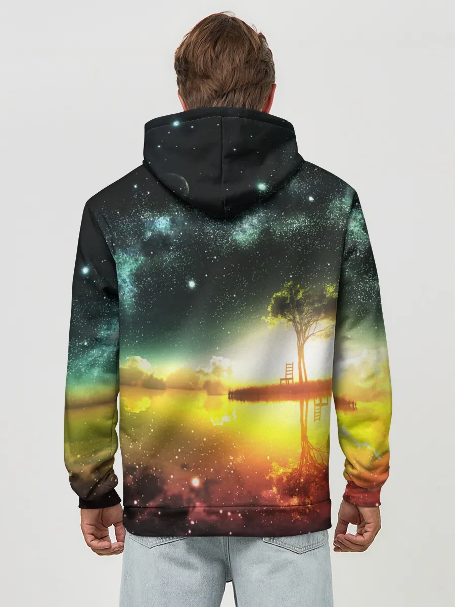 Худи мужской база хлопок / Закат со звездами