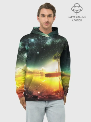 Худи мужской база хлопок / Закат со звездами