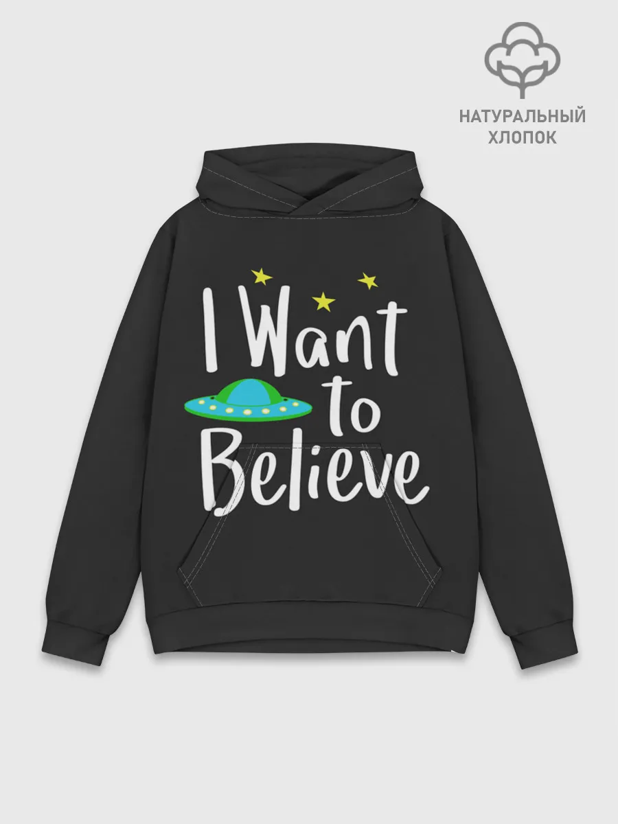 Худи мужской база хлопок / I want to believe