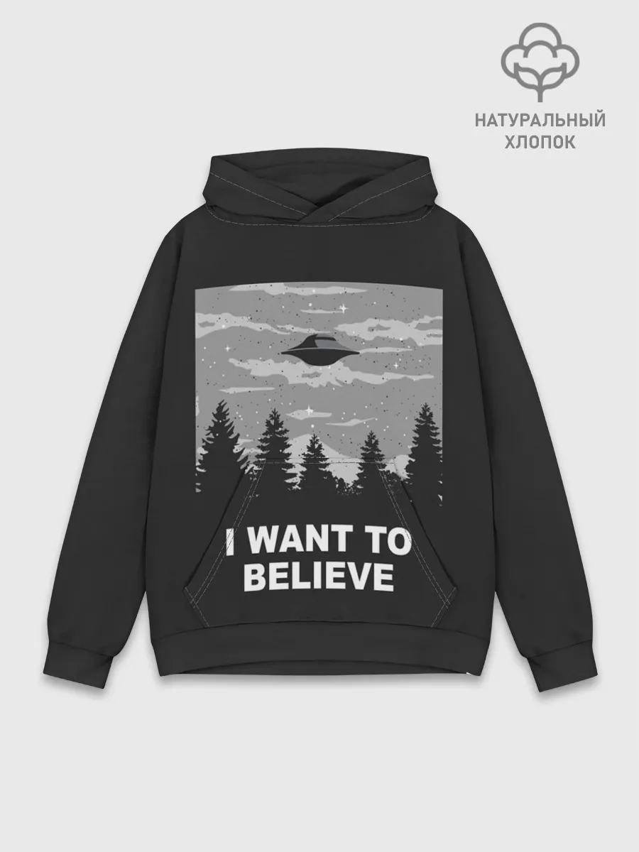 Худи мужской база хлопок / I want to believe