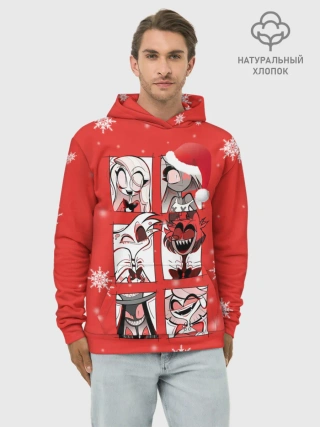 Худи мужской база хлопок / Новогодний Отель Хазбин.