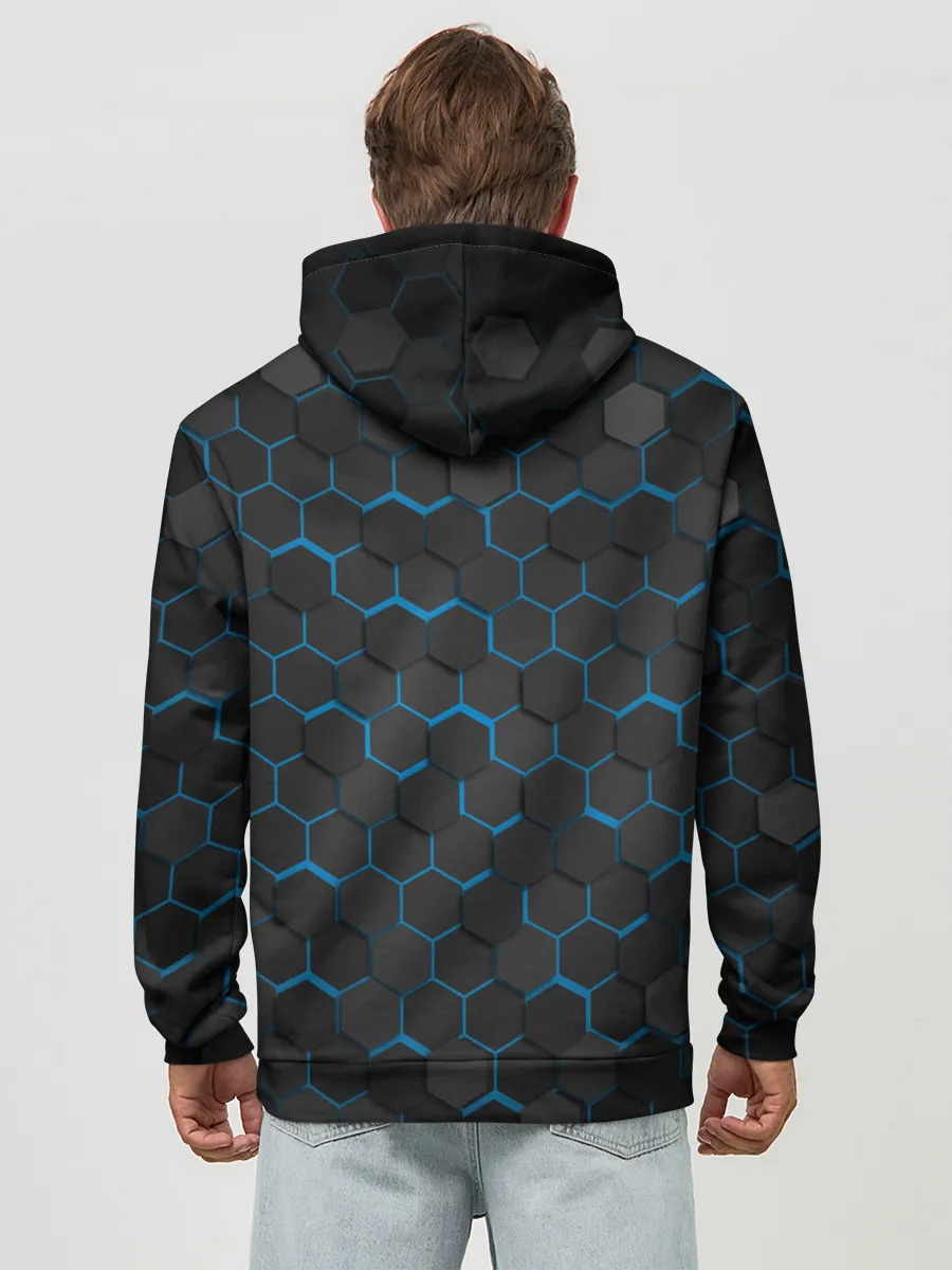 Худи мужской база хлопок / OCTAGON голубой