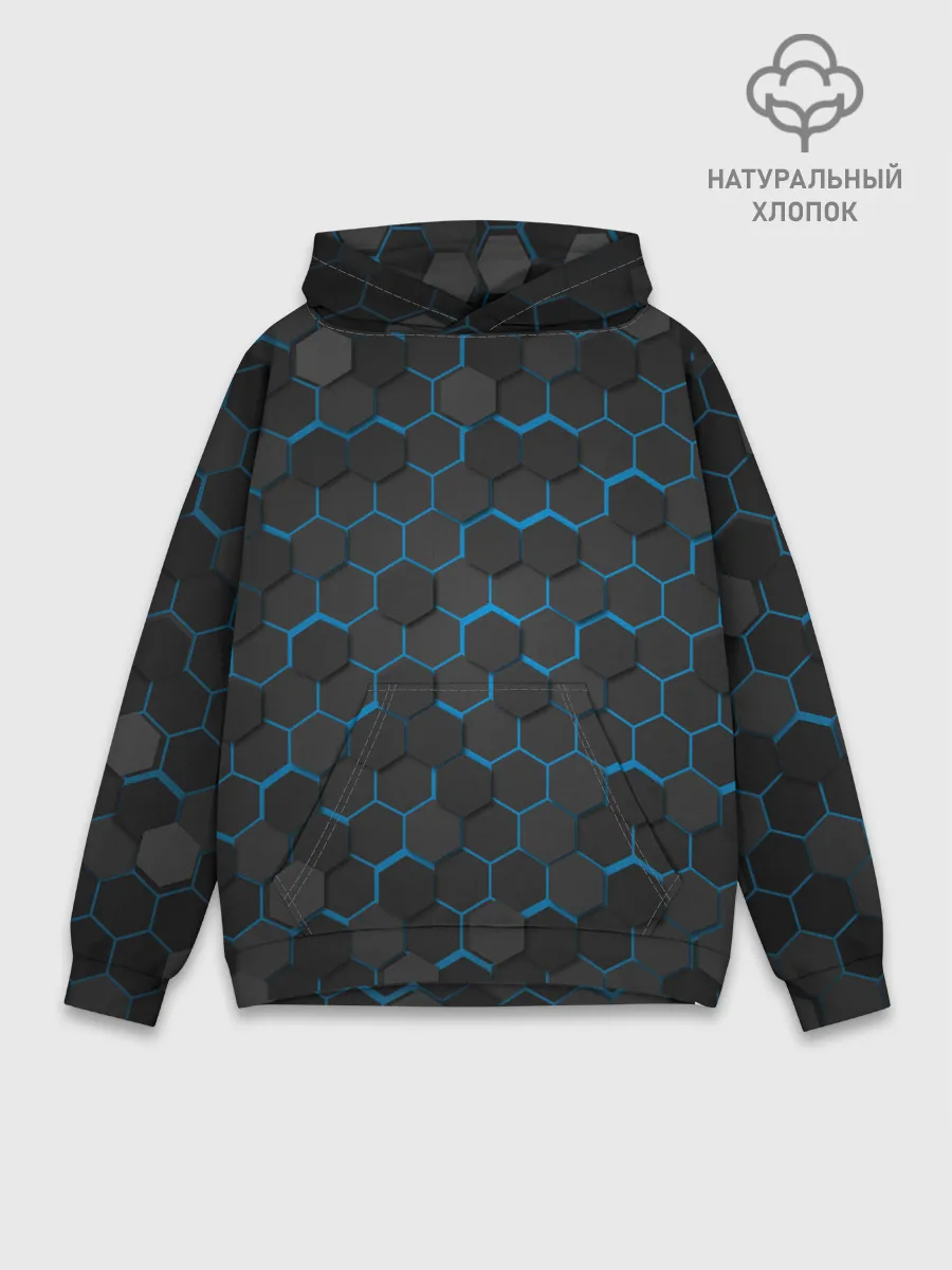 Худи мужской база хлопок / OCTAGON голубой