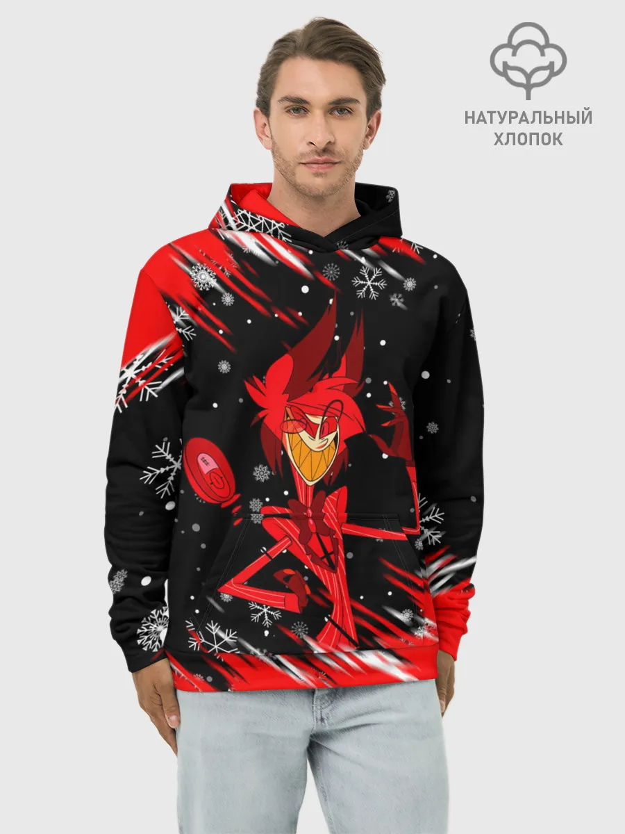 Худи мужской база хлопок / HAZBIN HOTEL НОВОГОДНИЙ.