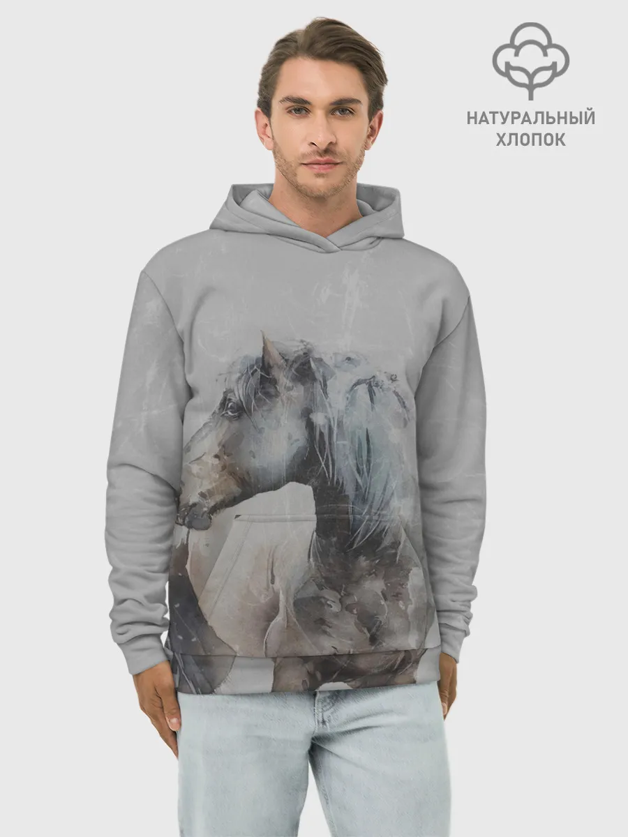 Худи мужской база хлопок / лошадь