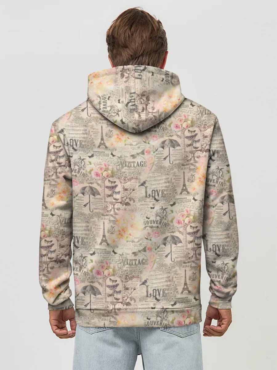 Худи мужской база хлопок / Paris vintage theme