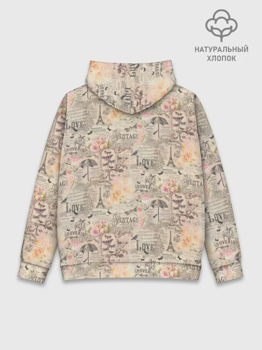 Худи мужской база хлопок / Paris vintage theme